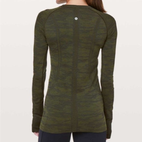 Lululemon Swiftly Tech Long Sleeve Crew Dark Olive / Brave Olive / Black - Picture 2 of 9